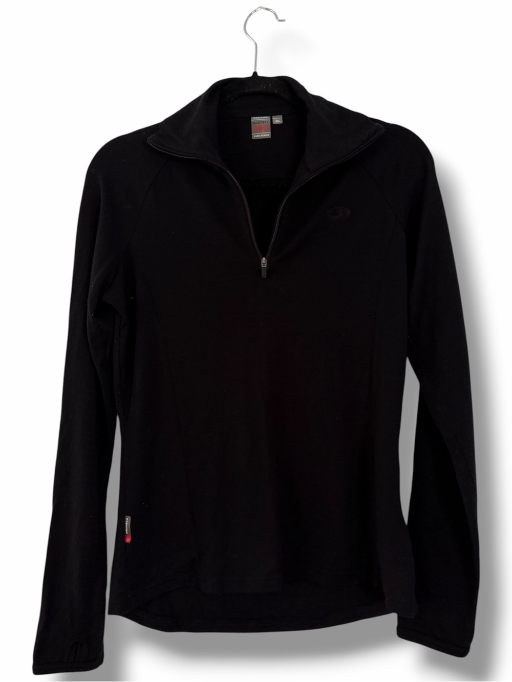 Icebreaker Black Quarter-Zip Performance Base Layer Top 260 Merino NZ Wool Large